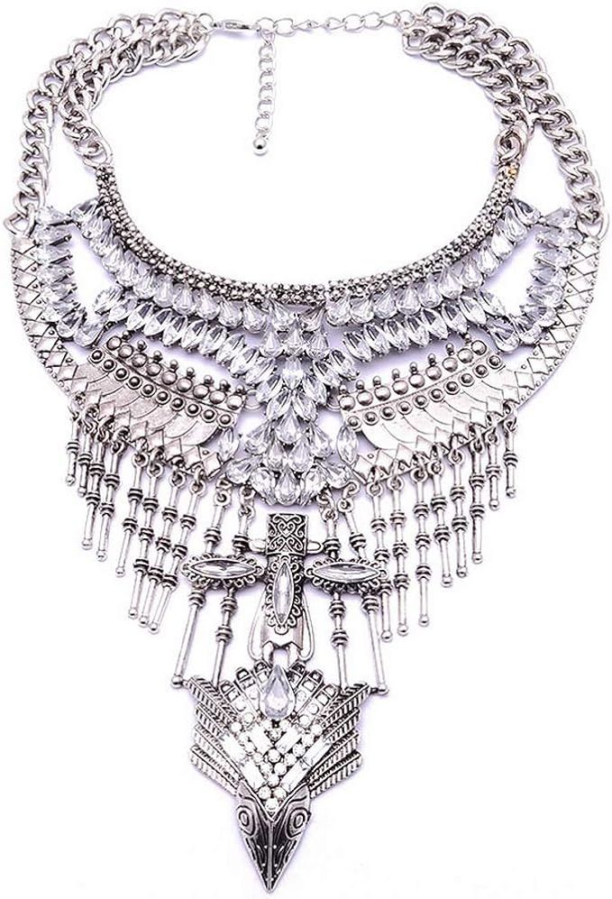 YAZILIND Exaggerated Chunky Necklace Luxury Rhinestone Long Clavicle Chain Jewelry Women Party Gi... | Amazon (US)