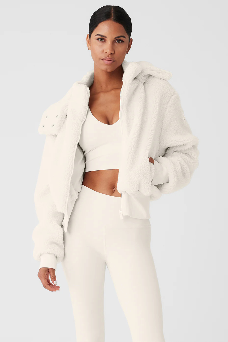 Alo YogaÂ® | Foxy Sherpa Jacket in Ivory White, Size: Large | Alo Yoga (US)