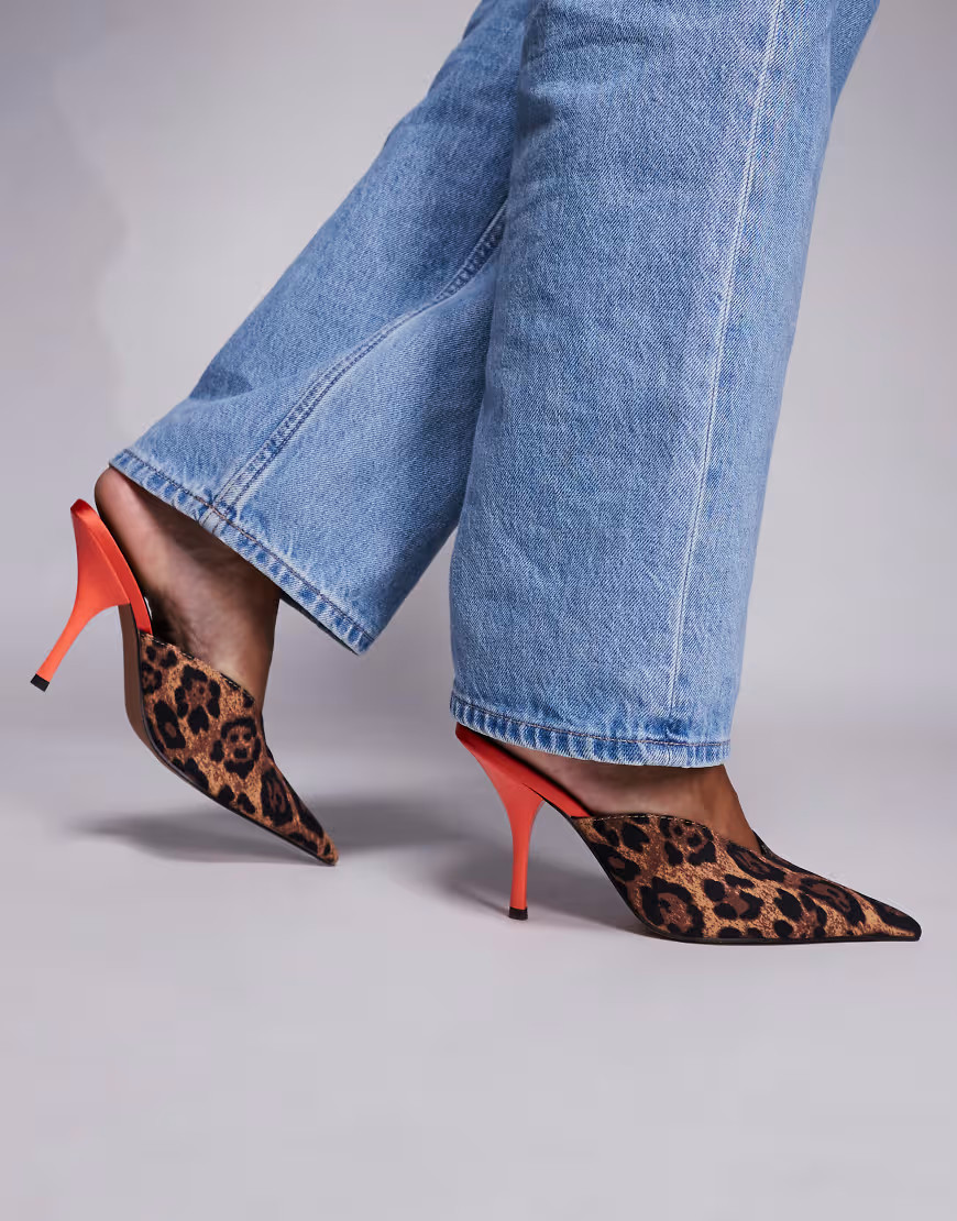 ASOS DESIGN Pluto high heel mule in leopard-Multi | ASOS (Global)