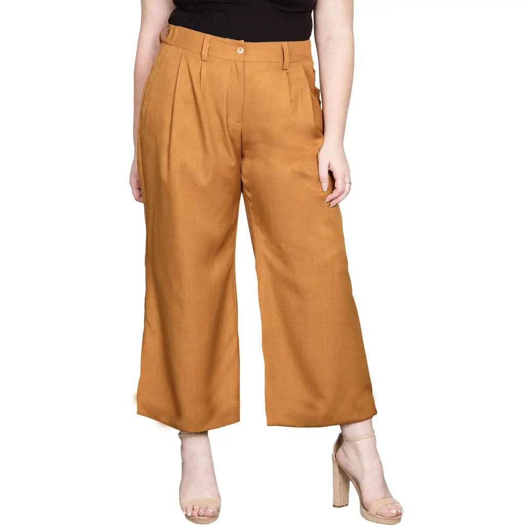 Standards & Practices Crop Wide Leg Pants in Khaki at Nordstrom, Size 20W | Nordstrom