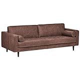 Amazon Brand – Rivet Aiden Mid-Century Modern Leather Sofa Couch, 86.6"W, Dark Brown | Amazon (US)
