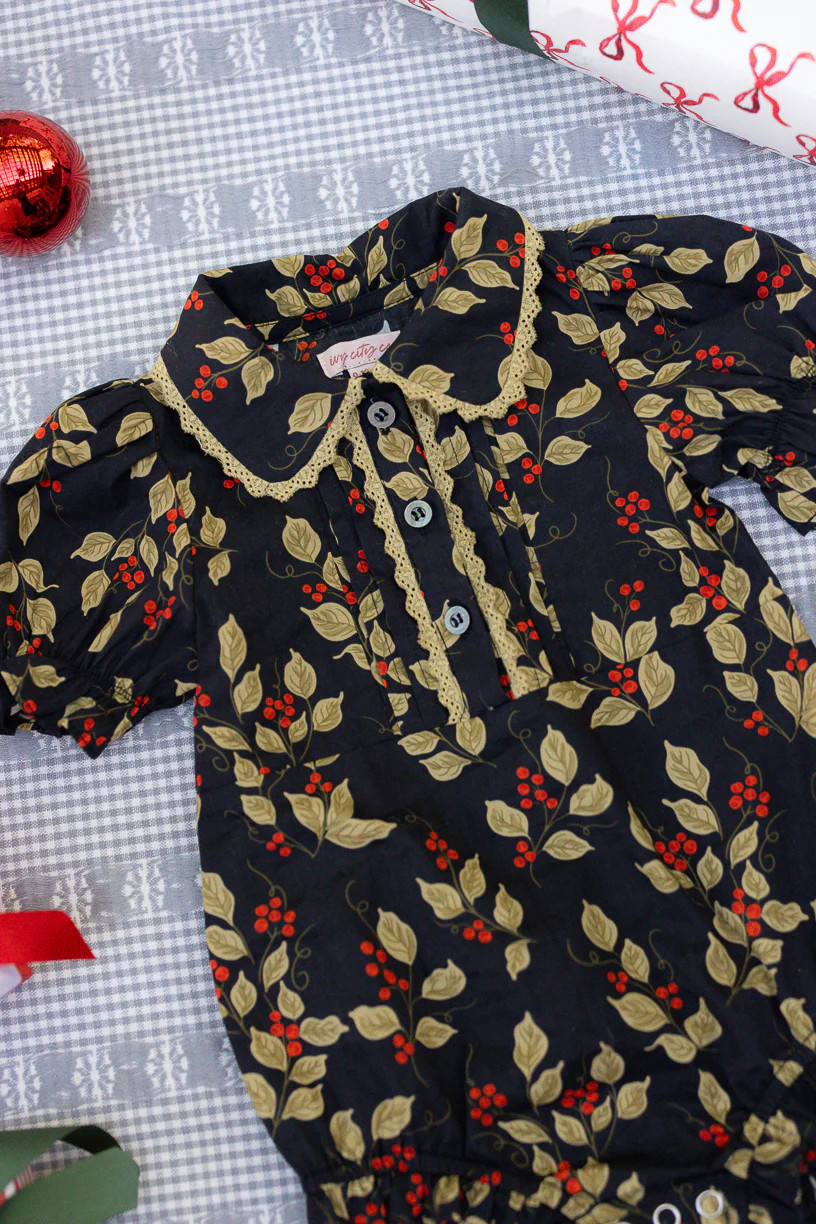 Baby Sophia Romper in Holly Berry | Ivy City Co