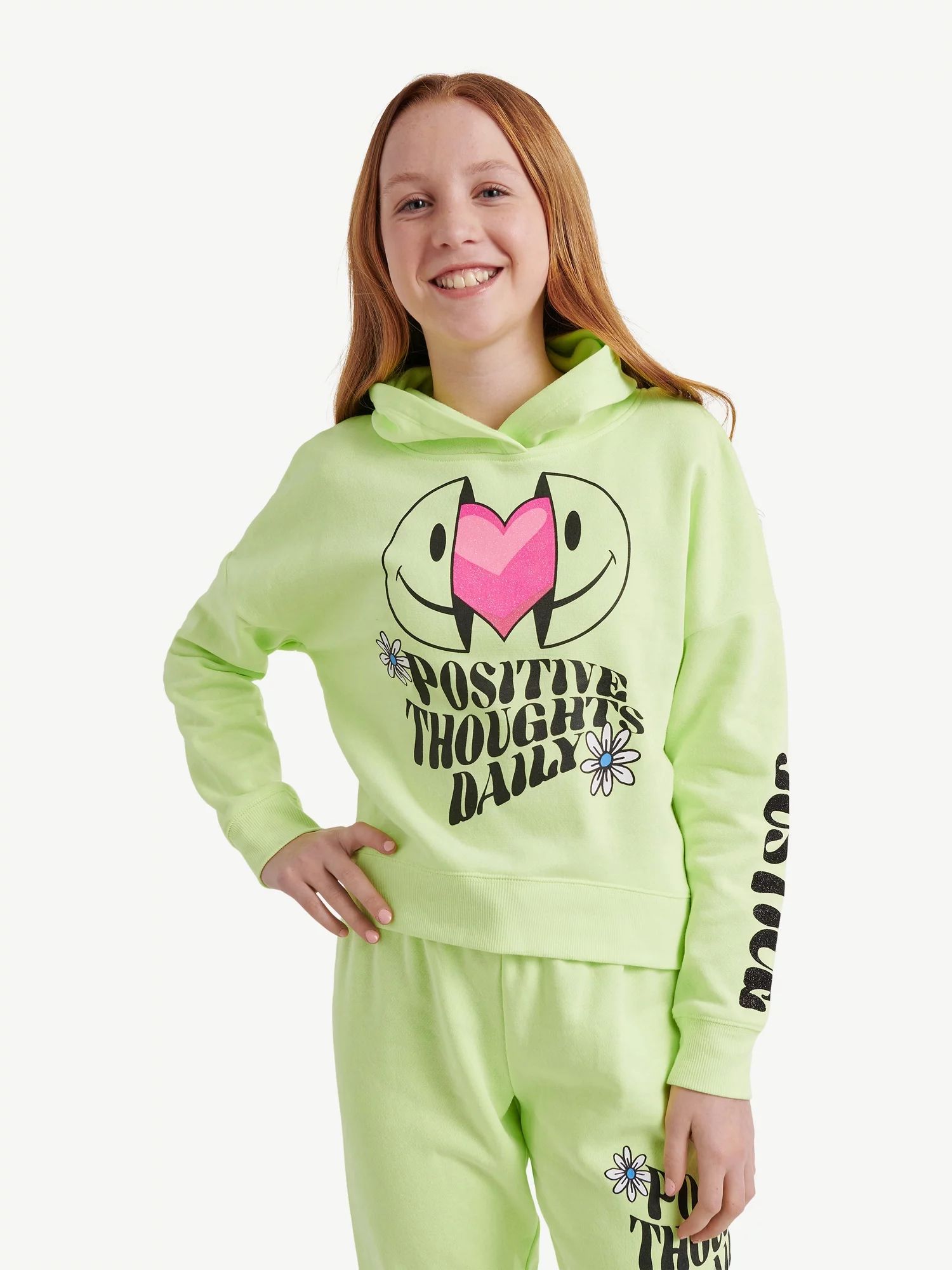 Justice Girls Everyday Faves Graphic Fleece Hoodie, Sizes XS-XLP | Walmart (US)