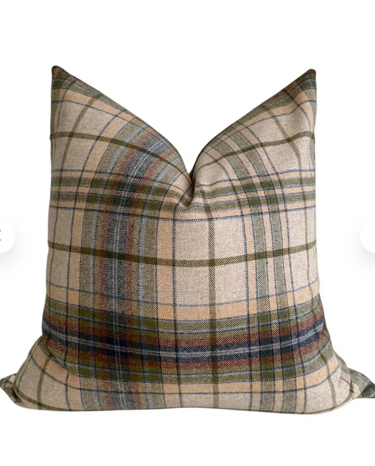 Beige Plaid Pillow Cover, Olive Green and Blue Tartan Cushion, Rustic Farmhouse Decor, Cozy Cabin... | Etsy (Global)