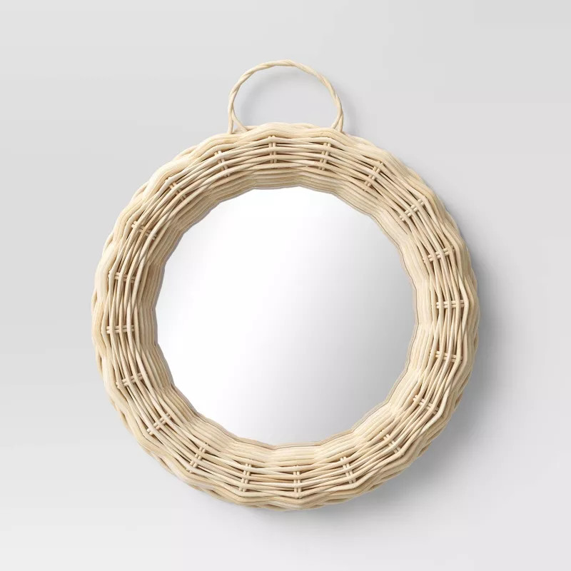 Mini Wicker Decorative Wall Mirror Brown - Threshold™ | Target