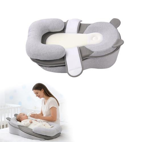 XFaa Rootling Baby Feeding Pillow, Anti Overflow Feeding Pillow for Reducing Spit-Up, Safety Nursing Pillow, Baby Lounger Reflux Wedge Breastfeeding, Removable top and Bottom (Gray, Small) | Amazon (US)