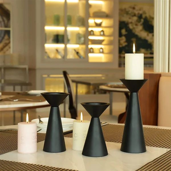Candle Holders Set Of 3 - Metal Candle Holders For Pillar Candles - 3 Pillar Candle Holder Center... | Wayfair North America