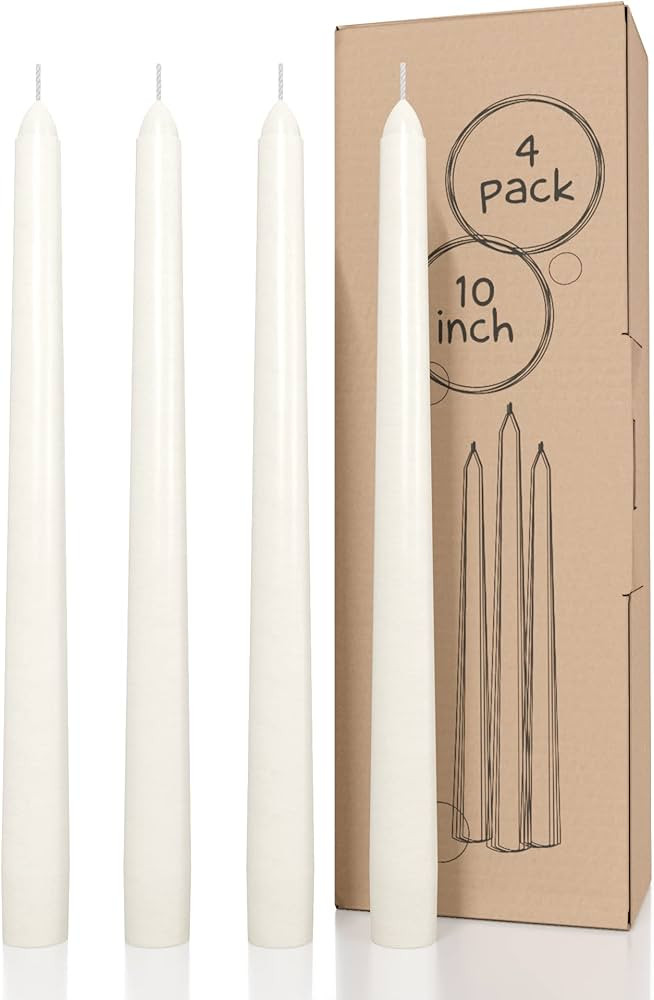 CANDWAX Ivory Taper Candles 12 inch Dripless - Set of 4 Tapered Candles Ideal as Dinner Candles -... | Amazon (US)