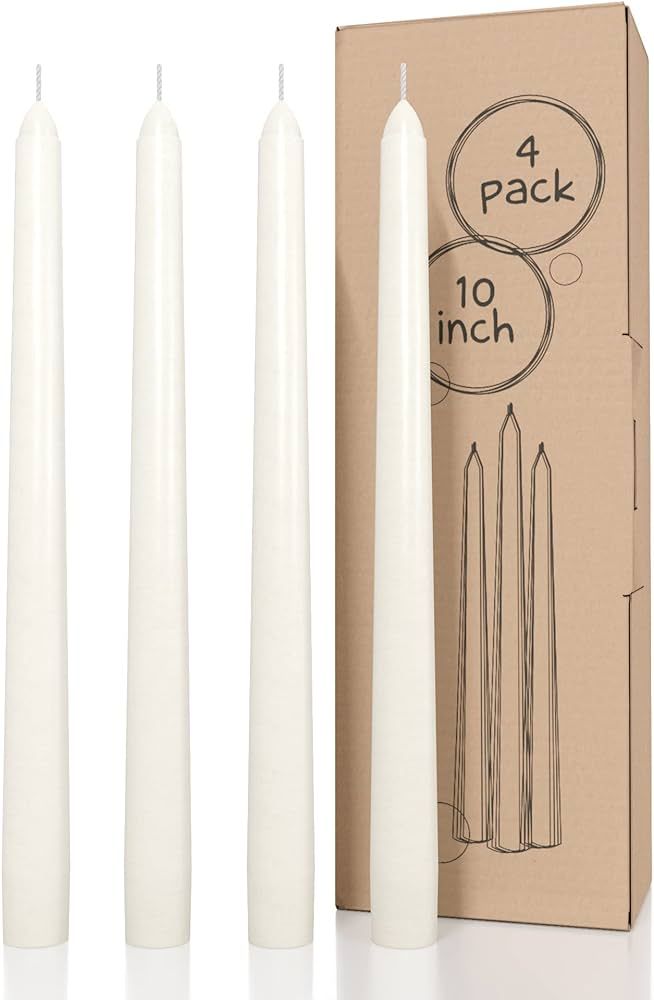 CANDWAX Ivory Taper Candles 10 inch Dripless - Set of 4 Tapered Candles Ideal as Dinner Candles -... | Amazon (US)