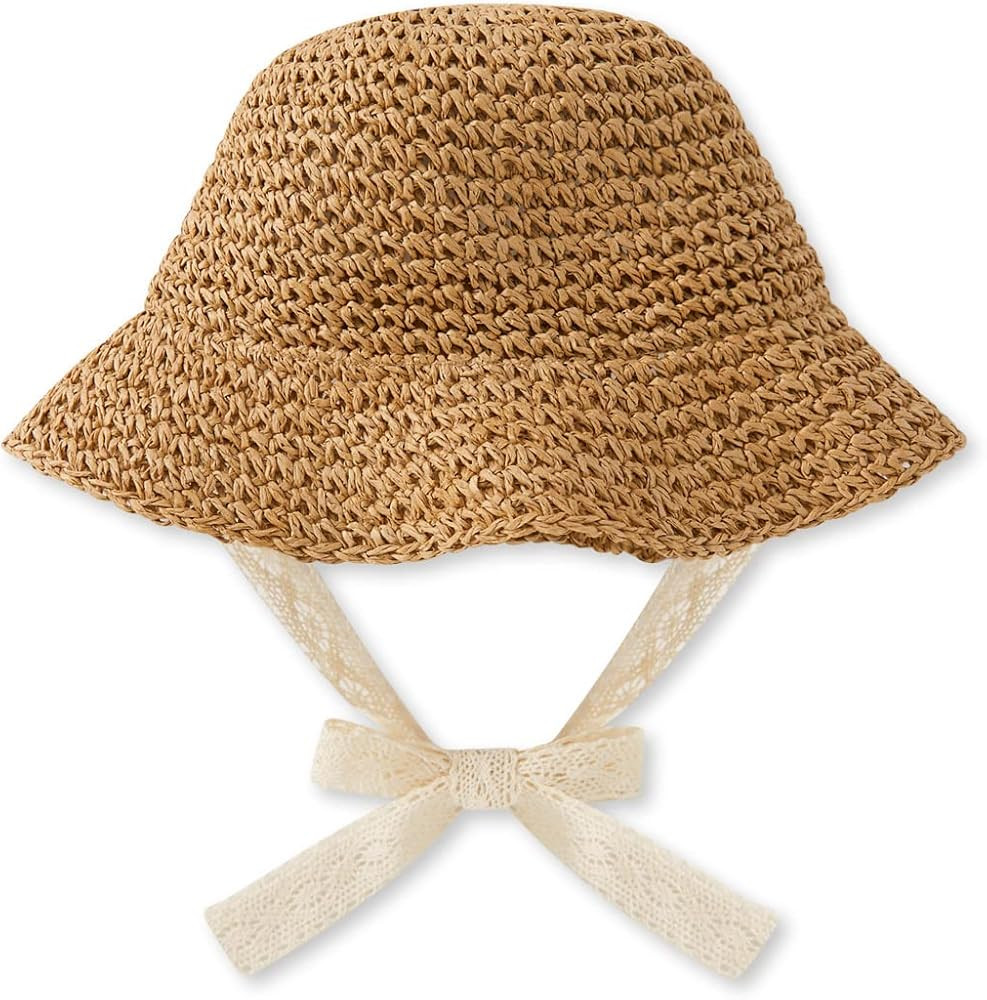 pureborn Baby Toddler Girls Straw Sun Hat Summer Beach Hat | Amazon (US)
