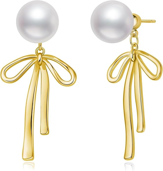 Small Gold Silver Bow Stud Earrings for Women Trendy 925 Sterling Silver Post Dainty 14k Gold Pla... | Amazon (US)