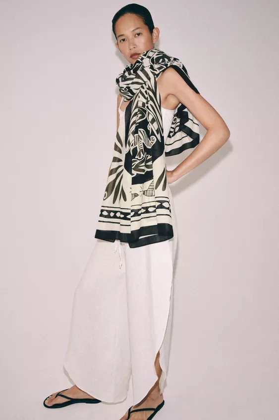 PRINTED COTTON SCARF | Zara US