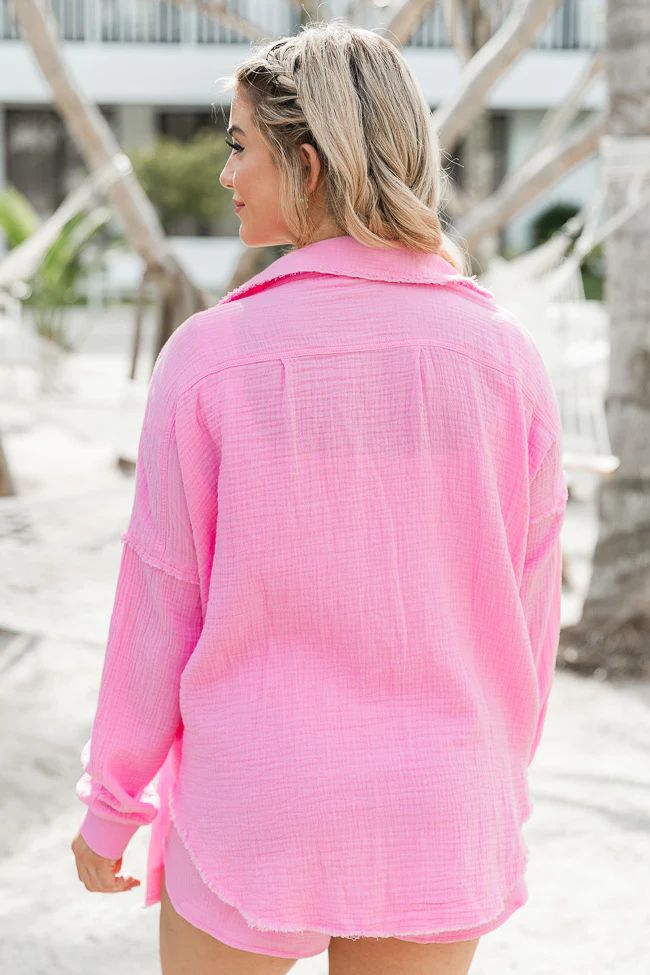Let Me Adore You Pink Button Front Gauze Blouse FINAL SALE | Pink Lily