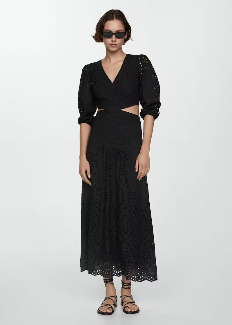 Embroidered cotton dress -  Women | Mango USA | MANGO (US)