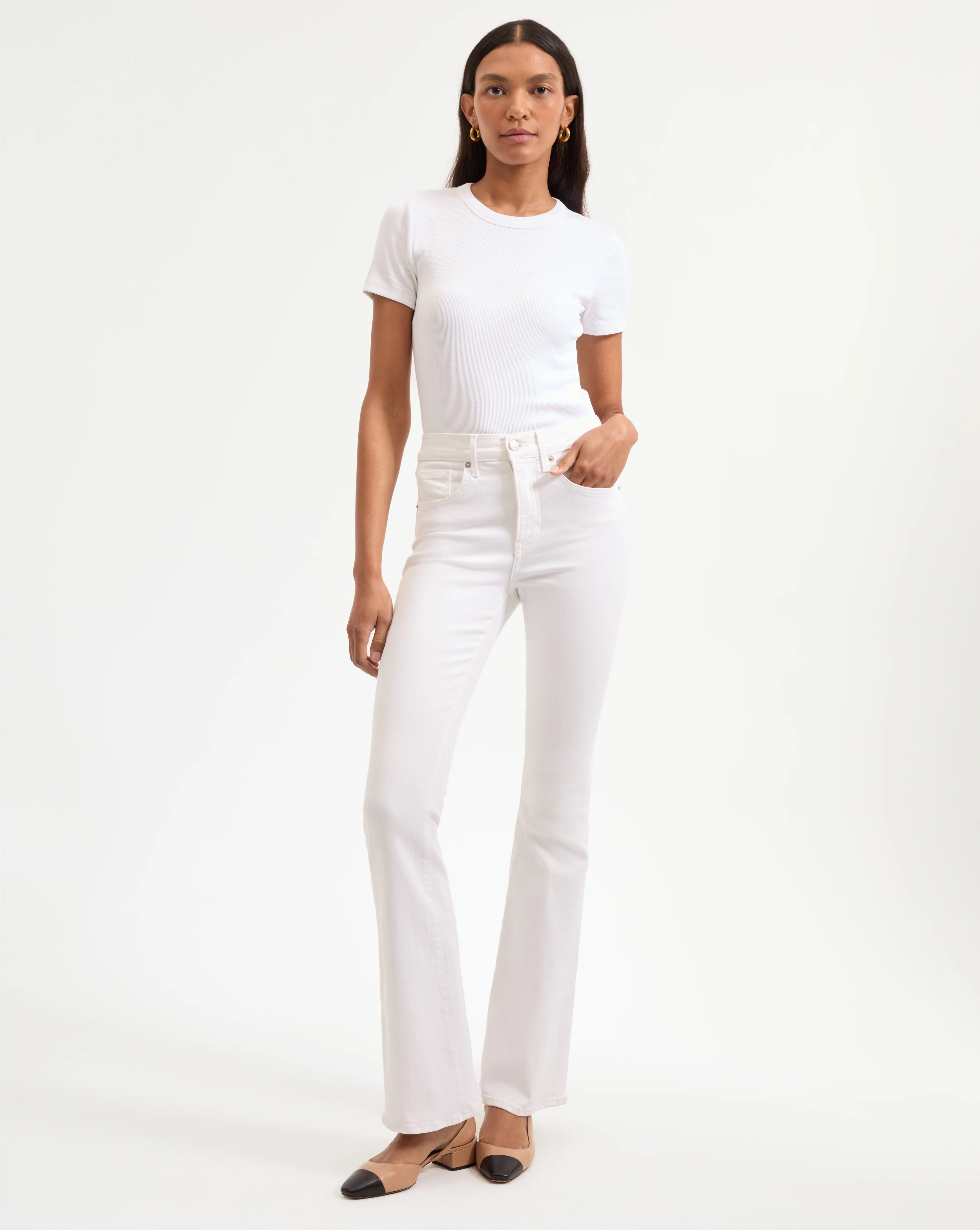 Veronica Beard Beverly Skinny-Flare Jean White | Veronica Beard