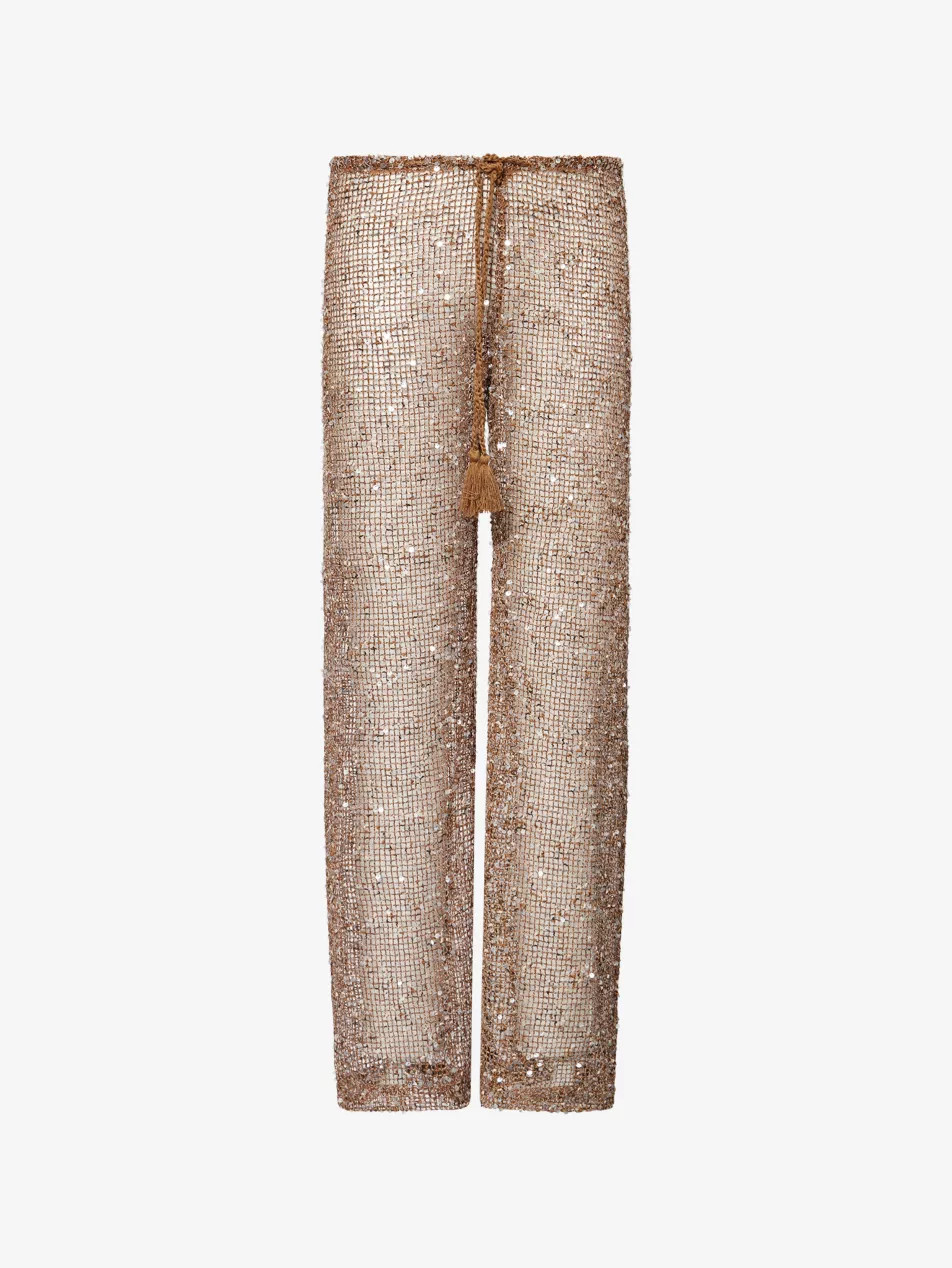 Sequin Drawstring Woven Trousers | Selfridges