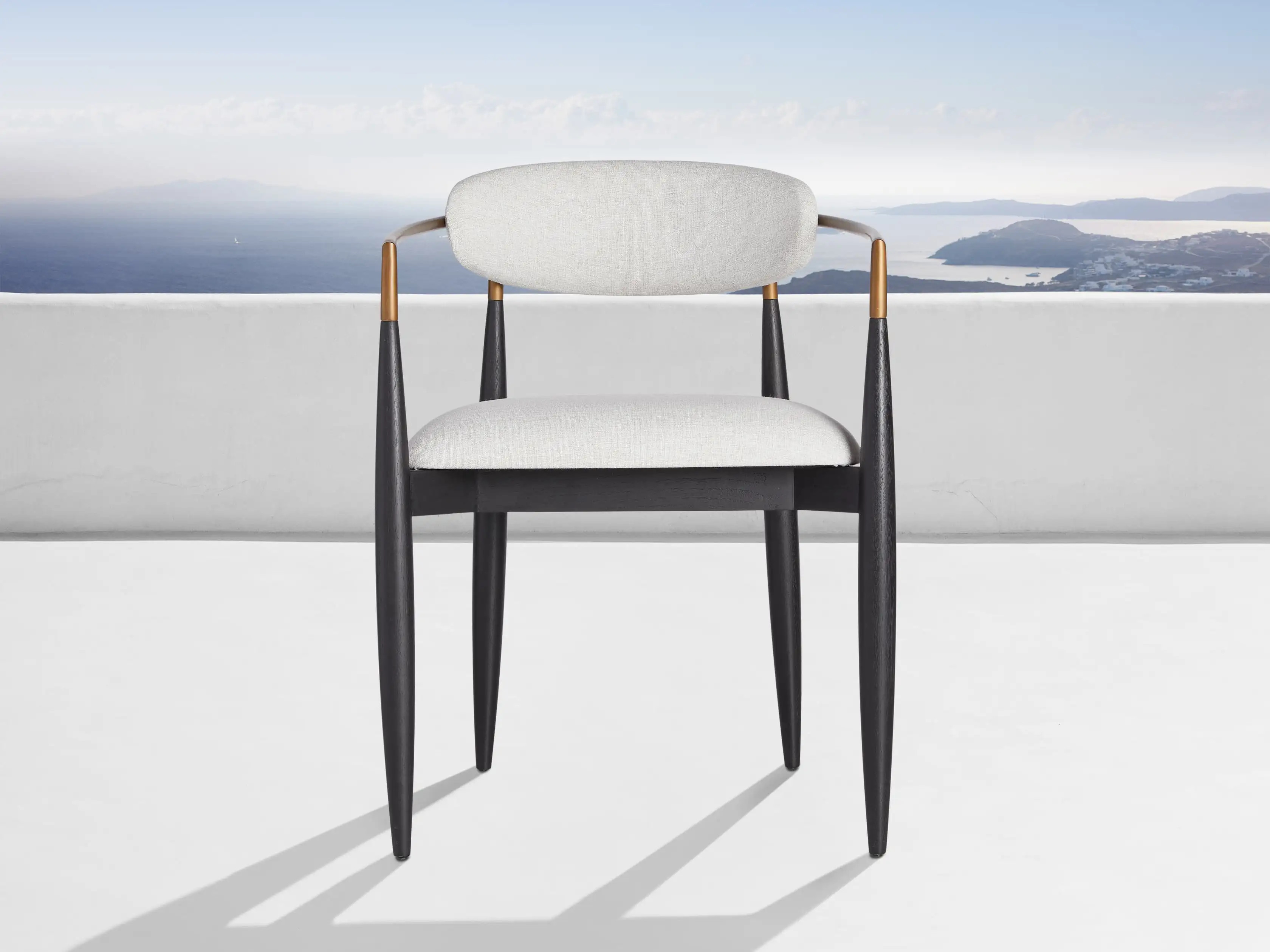 Jagger 22""W Dining Arm Chair in Antique Brass and Gracebay Natural | Arhaus