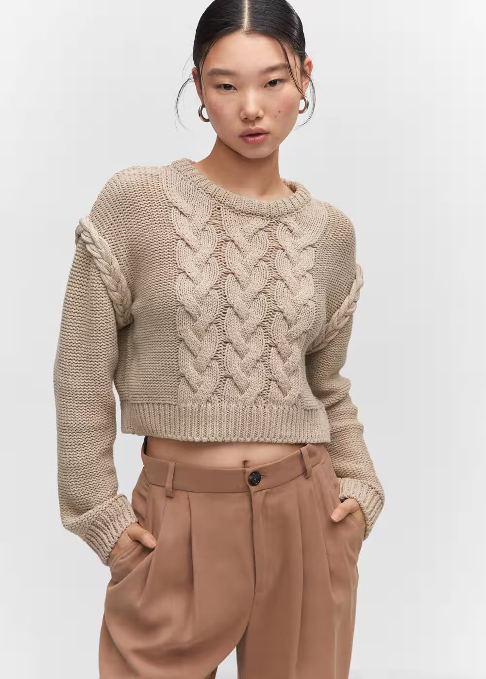 Knitted braided sweater -  Women | Mango USA | MANGO (US)
