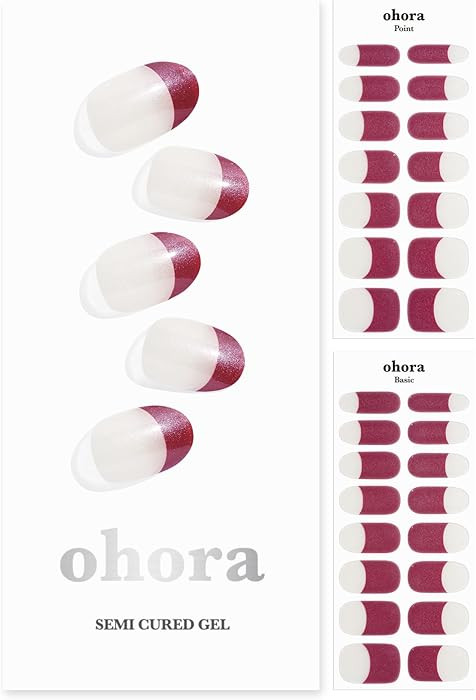 ohora Semi Cured Gel Nail Strips (N Red French) - Red, French, Works with Any UV/LED Lamps, Salon... | Amazon (US)