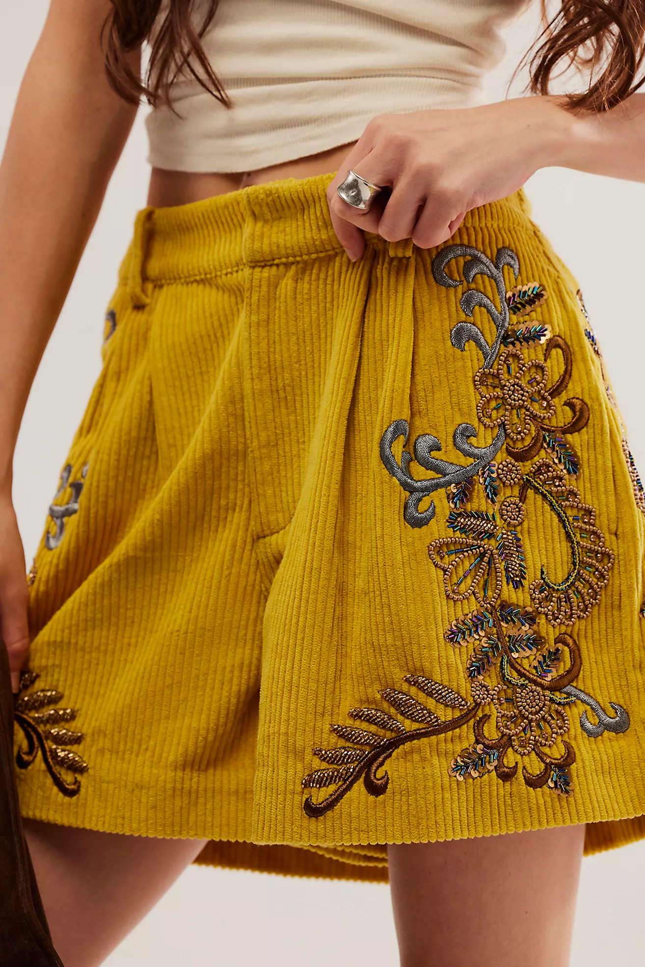 Bali Rhapsody Embellished Corduroy Shorts | Free People (Global - UK&FR Excluded)
