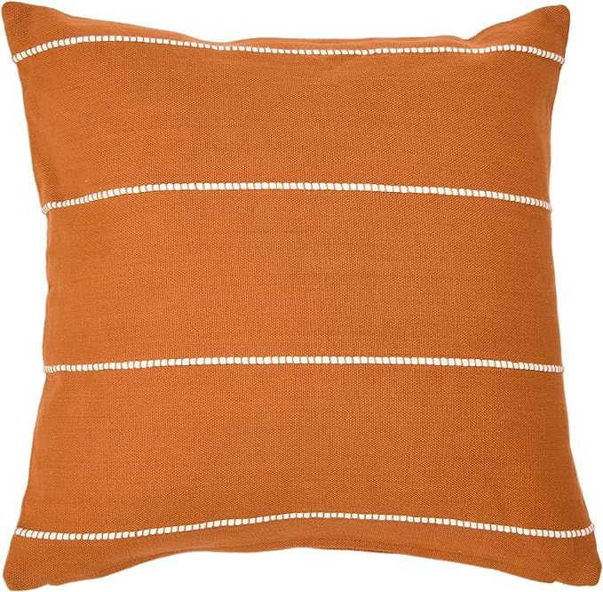 Creative Co-Op 20" Square Interwoven Striped Cotton Pillow Decorative Pillow Cover, 20" x 20", Te... | Amazon (US)