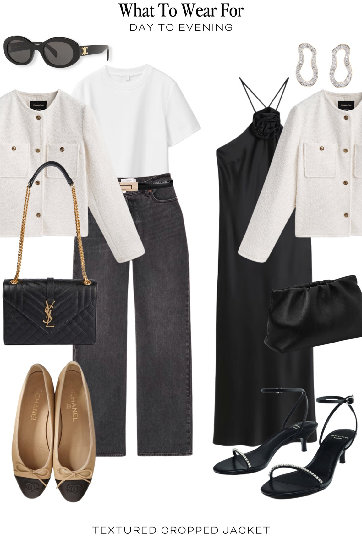 Styling a cream textured cropped jacket from day to night 

Massimo dutti, black jeans, Amazon fashion belt, ballet flats, white T-shirt, saint Laurent crossbody bag, autumn, luxury accessories

#LTKstyletip #LTKSeasonal #LTKeurope