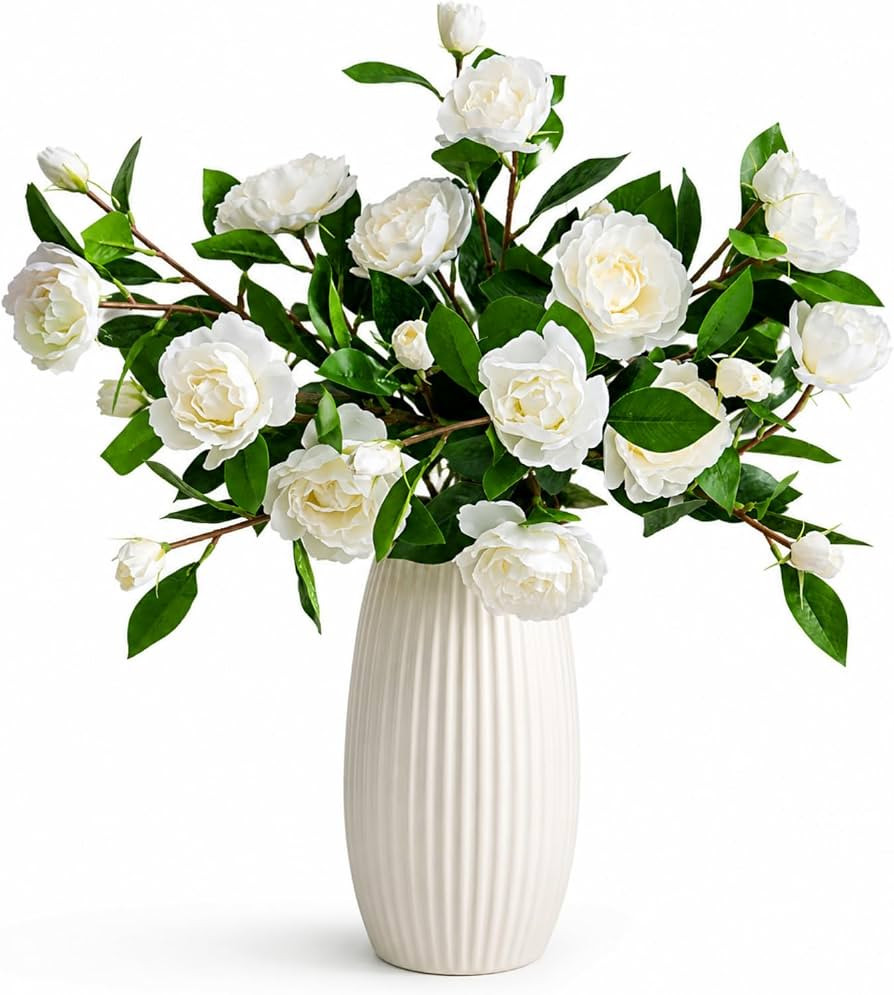 6 Pcs Artificial Gardenia Flowers 4 Heads Fake Gardenia Branches with Stems | Amazon (US)
