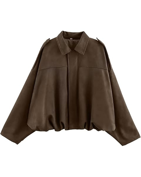 Women's Faux Suede Bomber Jacket Oversized Pilot Coats Fall Lapel Zip Up Motorcycle Streetwear Ou... | Amazon (US)