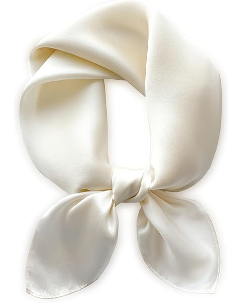 PoeticEHome Solid Color Mulberry Silk Scarf - Lightweight 26" Square Neckerchief for Women's Neck... | Amazon (US)