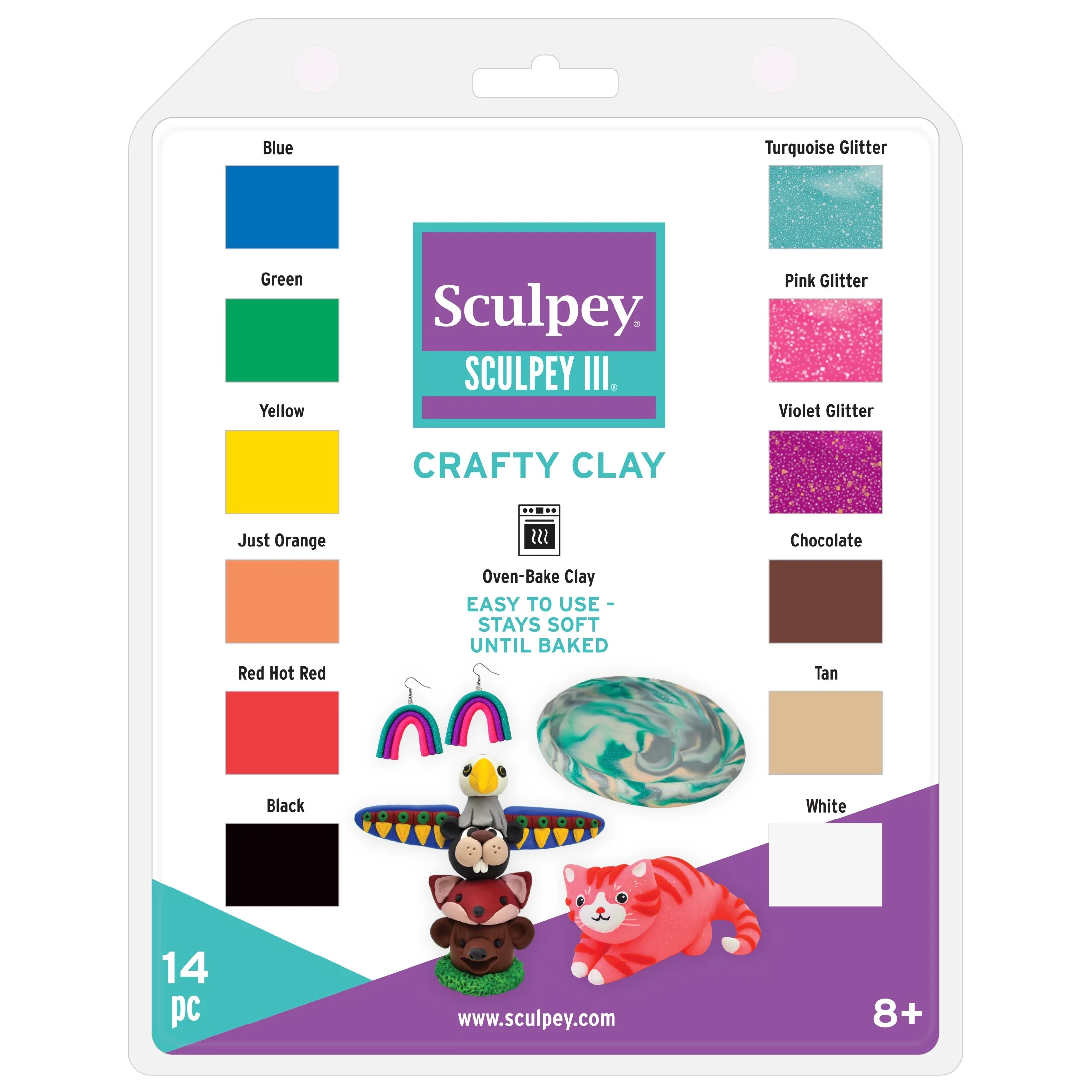 Sculpey Crafty & Oven Bake Clay Variety pack, 14 Count Age Group +8 | Walmart (US)