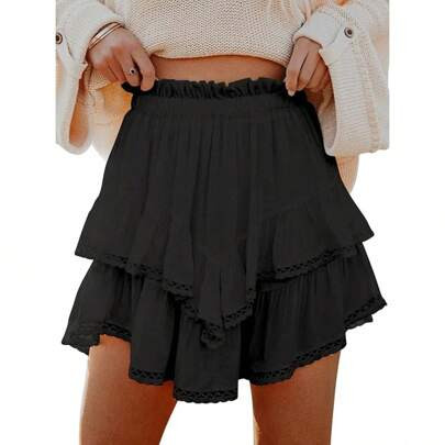 Flowy Shorts For Women Casual Boho Ruffle Tiered Skorts High Waist Mini Skirts Golf Tennis Crochet Shorts | SHEIN