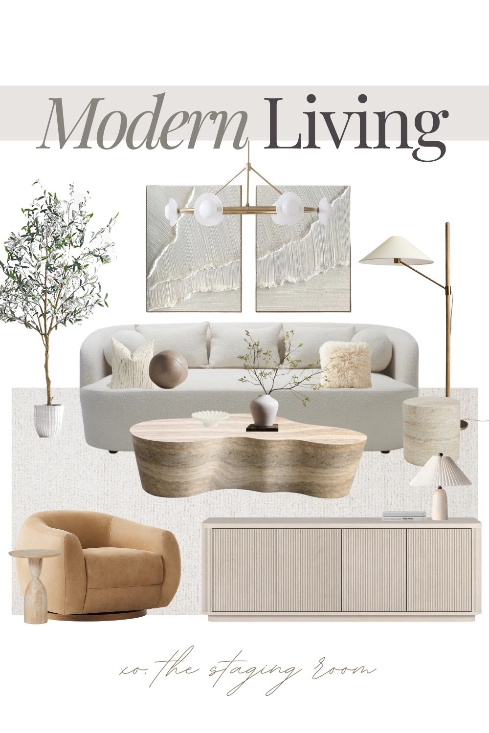 Modern living room with warm neutrals and sculptural details 🤍

modern living room, neutral living room, living room ideas, living room decor, organic modern living room, contemporary living room, neutral home decor, modern sofa, curved sofa, coffee table, sculptural coffee table, wood coffee table, accent chair, lounge chair, area rug, textured rug, floor lamp, statement lighting, wall art, cozy living room, minimalist home, interior design



#LTKhome #LTKcanada #LTKsale