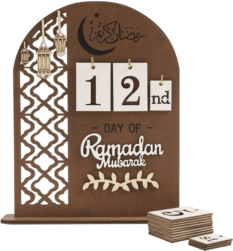 flangairy Ramadan Countdown Calendar 2024 Wooden Eid Advent Calendar 30 Day Count Wood Count Down... | Amazon (US)
