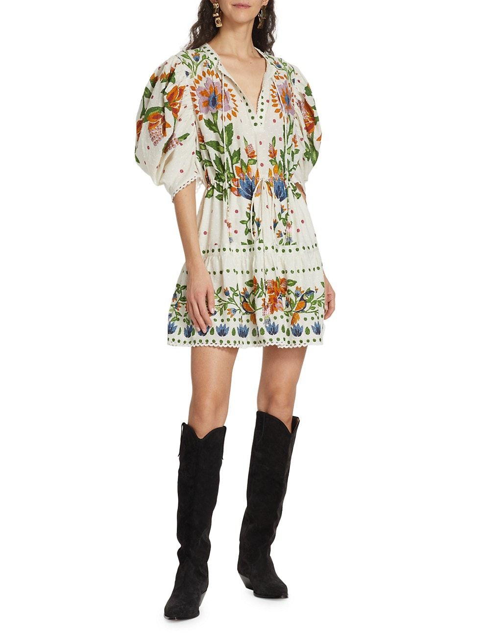 Summer Garden Embroidered Cotton Minidress | Saks Fifth Avenue