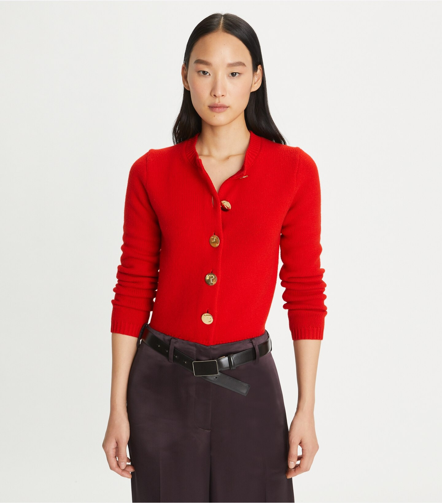 Logo Button Wool Cardigan: Women's Designer Sweaters | Tory Burch | Tory Burch (US)