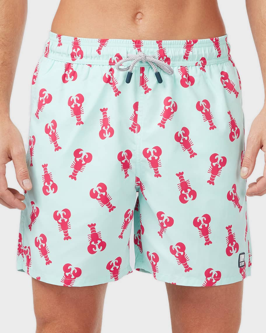 Tom & Teddy Men's Lobster-Print Swim Trunks | Neiman Marcus