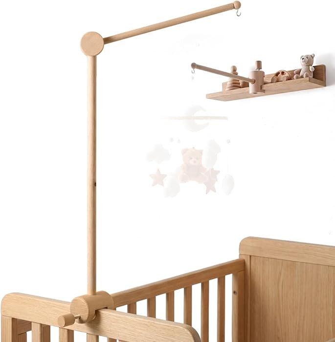 Crib Mobile Arm, 360\u00b0 Rotating Baby Mobile Hanger, Wooden | Amazon (US)