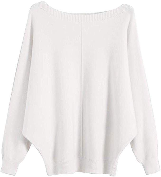 GABERLY Boat Neck Batwing Sleeves Dolman Knitted Sweaters and Pullovers Tops for Women | Amazon (US)
