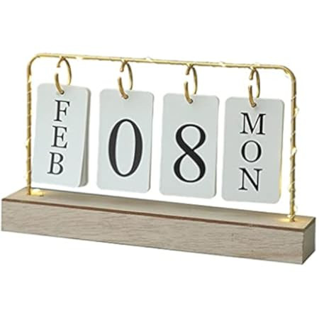 Flip Wooden Perpetual Calendar Metal Desk Calendar 2022 For Daily Office Home Decor Monthly Weekly Y | Amazon (US)