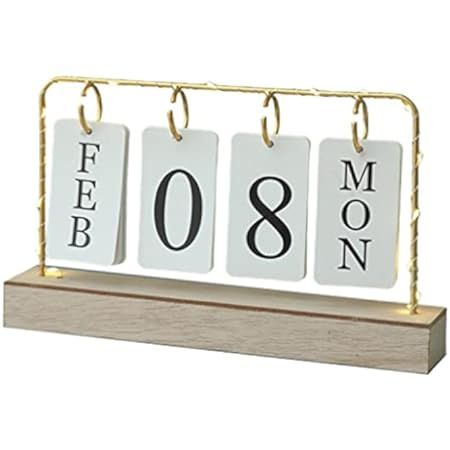 Flip Wooden Perpetual Calendar Metal Desk Calendar 2022 For Daily Office Home Decor Monthly Weekly Y | Amazon (US)