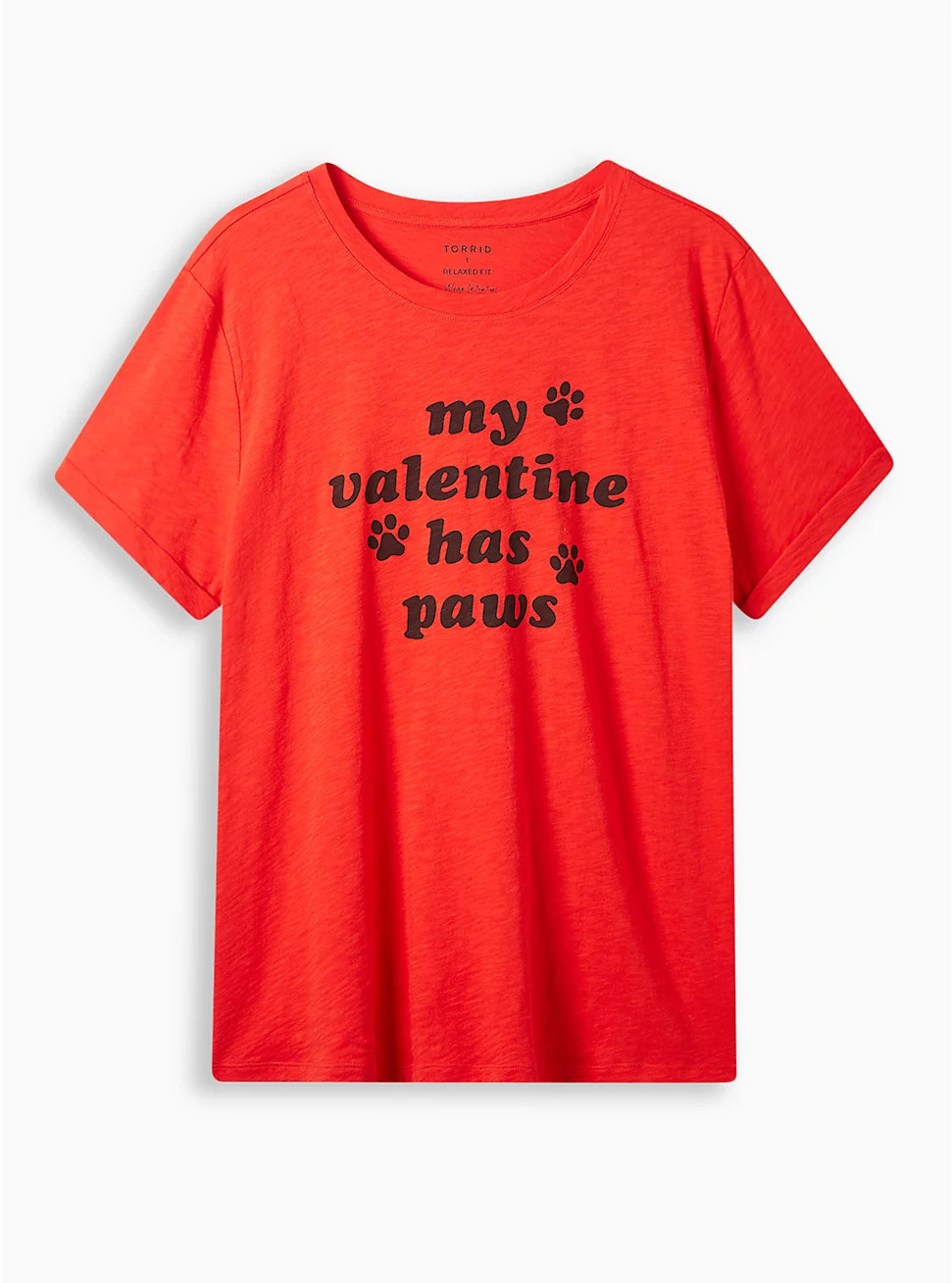 Valentine Paws Classic Fit Heritage Slub Crew Neck Roll Sleeve Tee | Torrid (US & Canada)