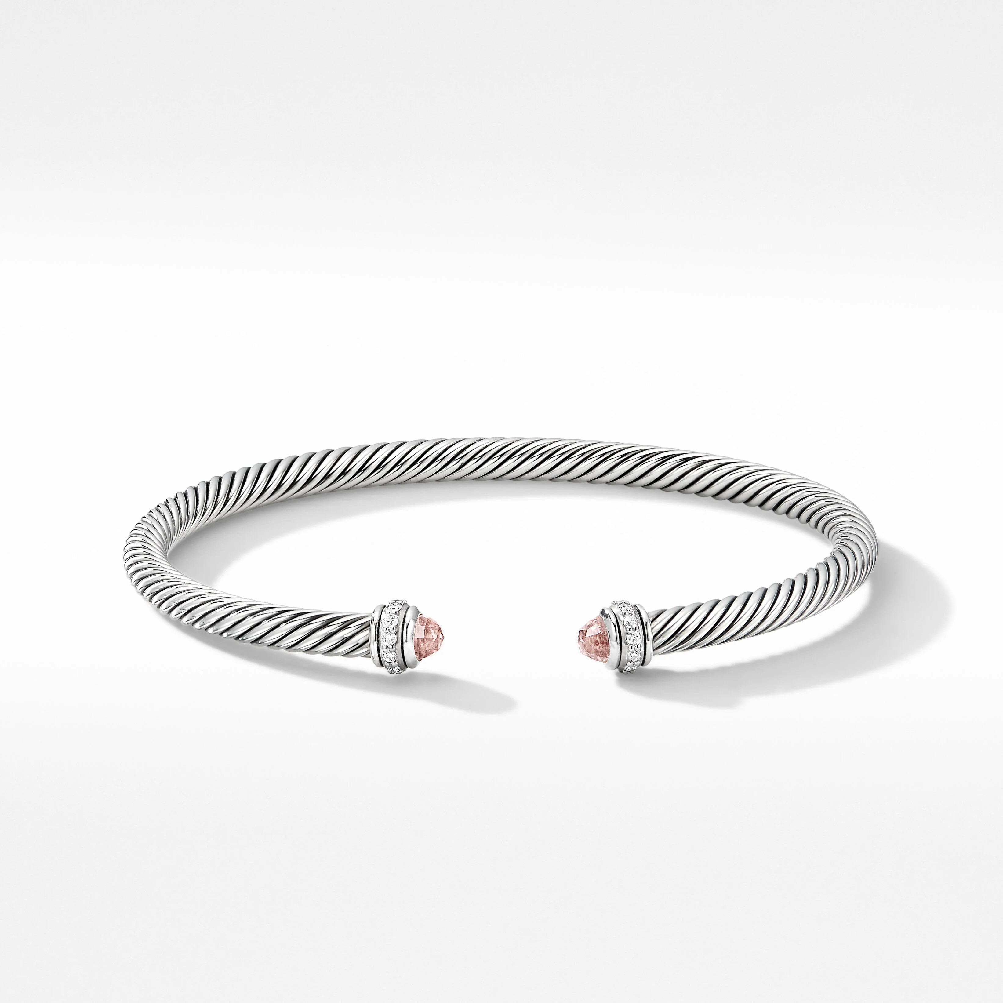 Cable Classics Bracelet in Sterling Silver with Morganite and Pavé Diamonds | David Yurman