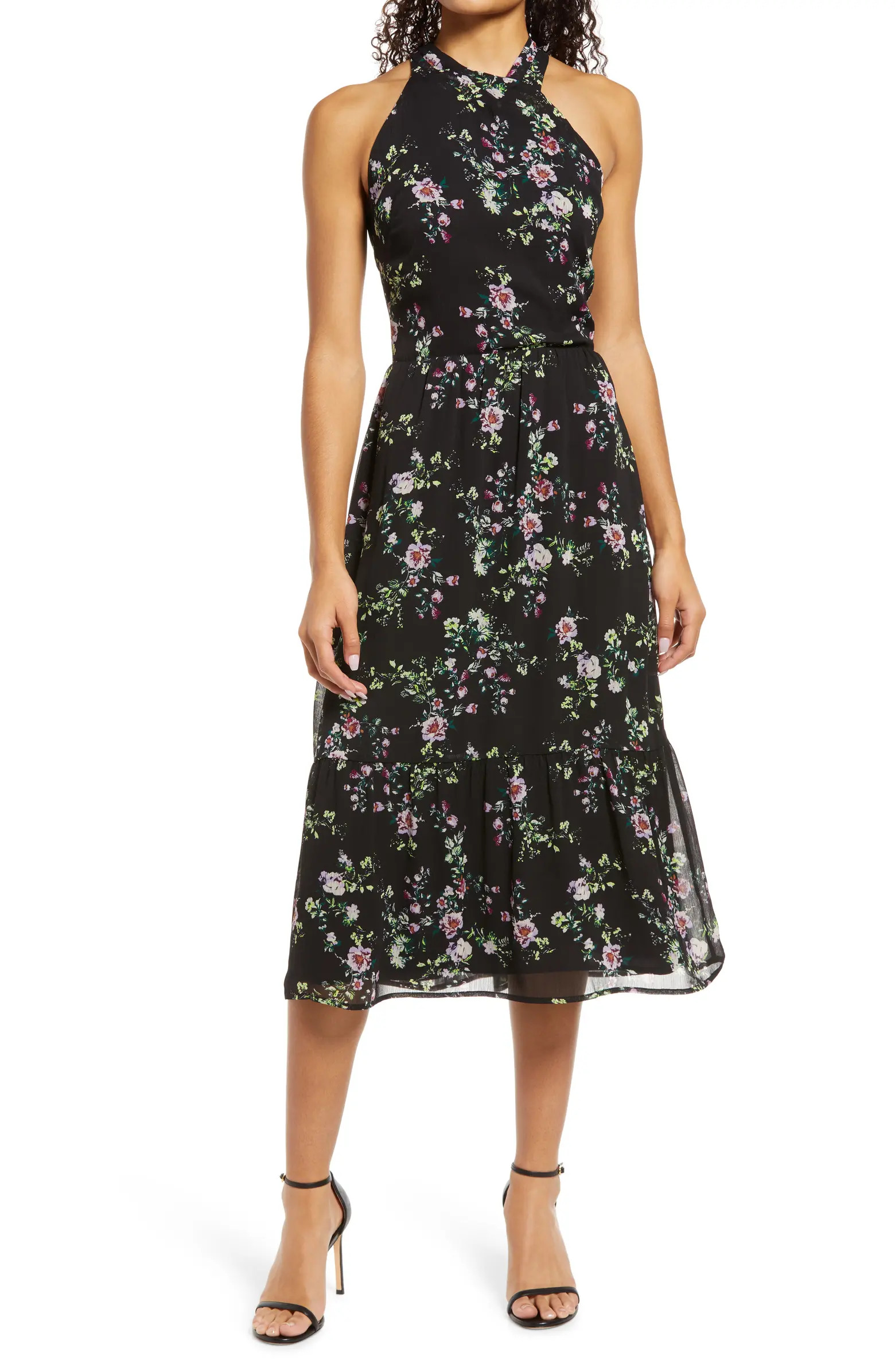 Fourteenth Place Cassie Floral Lace Fit & Flare Halter Dress | Nordstrom | Nordstrom