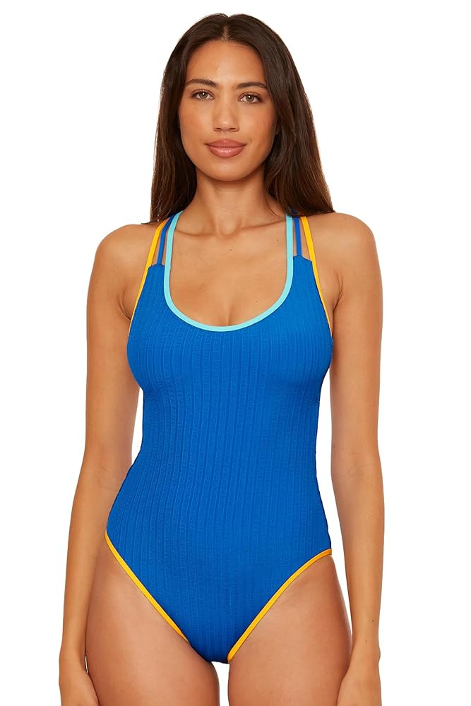 BECCA Women's Crinkle Crush One Piece Swimsuit, Scoop Neck, Adjustable, Bathing Suits | Amazon (US)