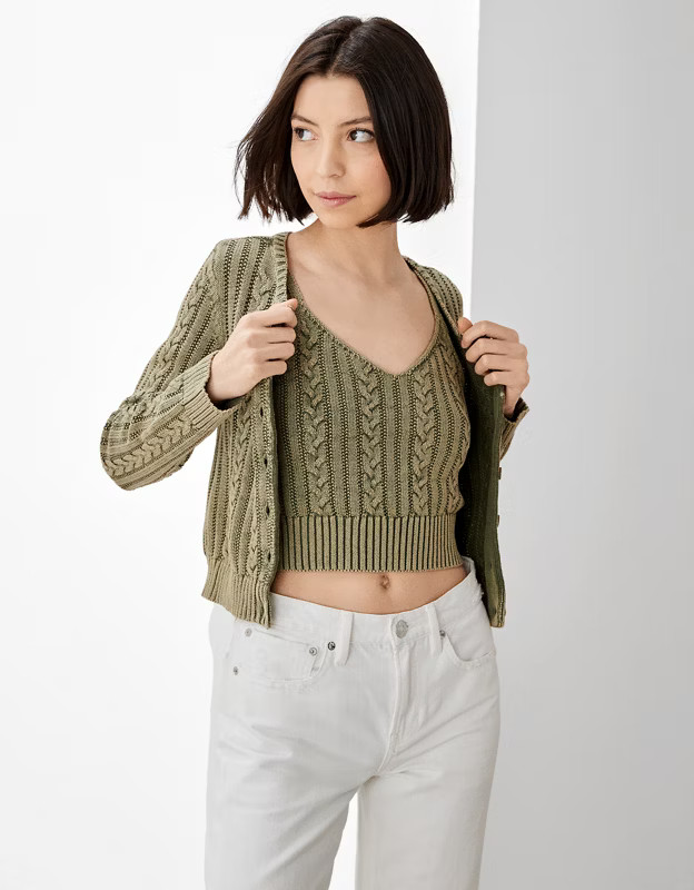 AE Cable Knit Cardigan | American Eagle Outfitters (US & CA)
