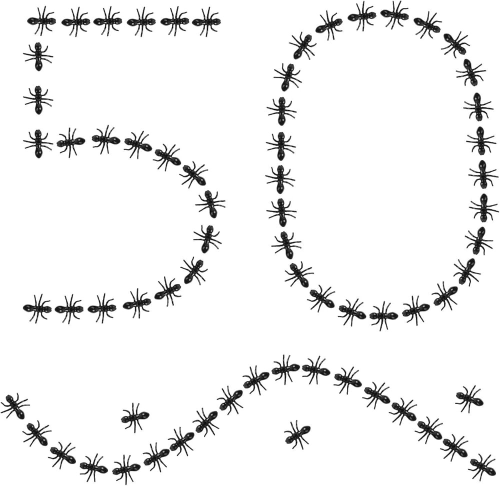LovesTown 50 PCS Fake Ants, Prank Plastic Black Ant Realistic Ant Halloween Joke Toys for Hallowe... | Amazon (US)
