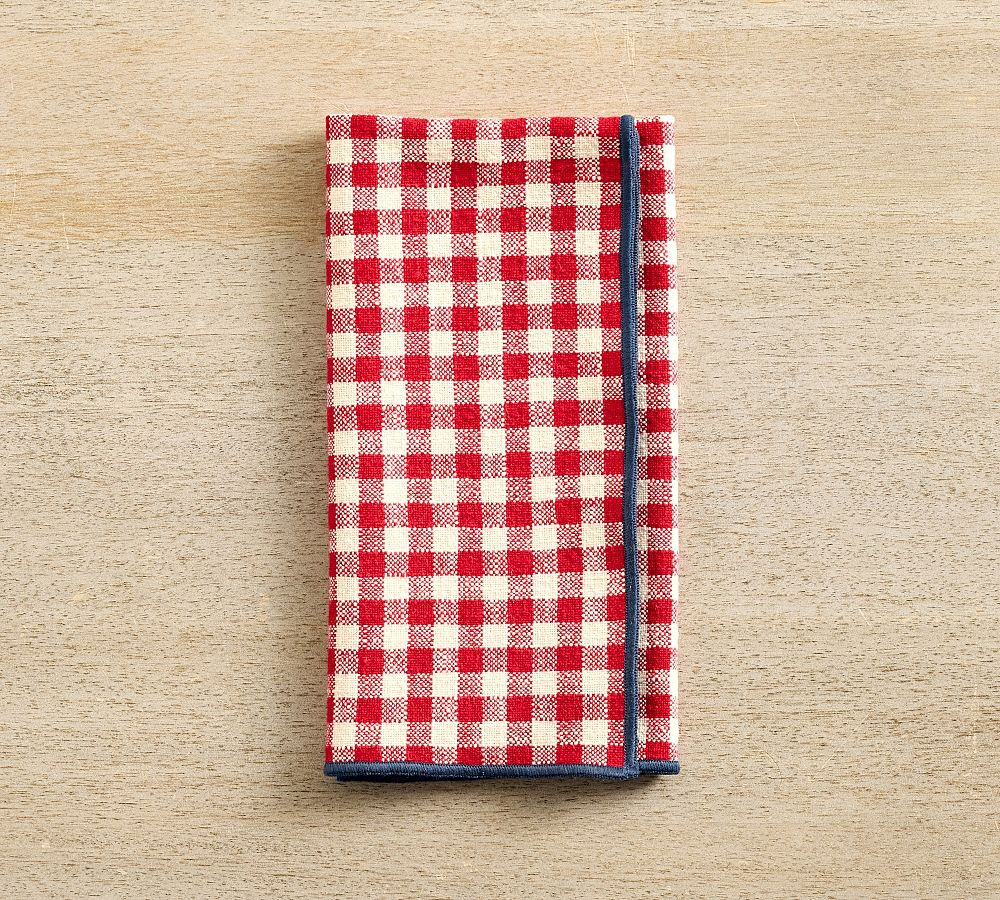 Two-Tone Gingham Organic Cotton Napkins - Set of 4 | Pottery Barn (US)