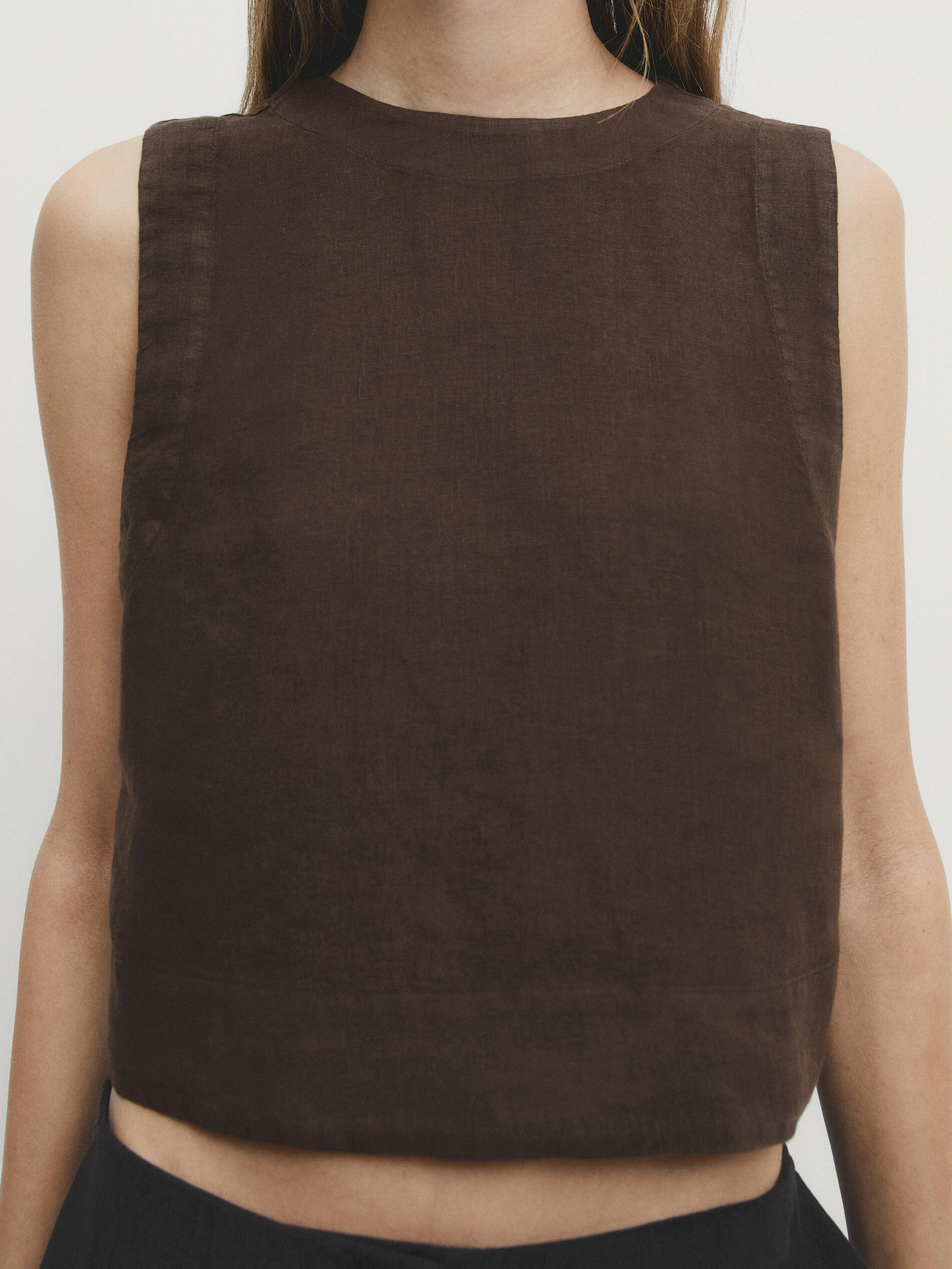 100% linen sleeveless top | Massimo Dutti US
