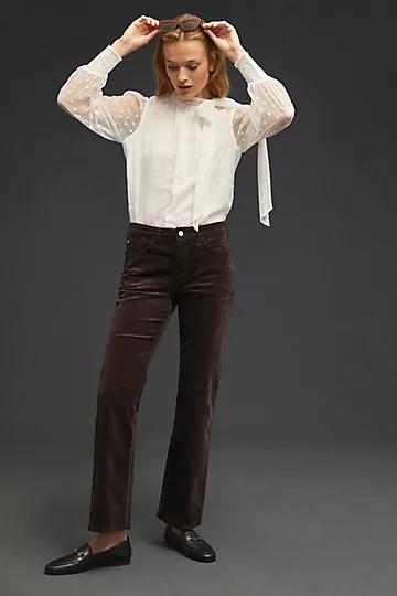 Pilcro The Yaya Mid-Rise Crop Flare Corduroy Jeans | Anthropologie (US)