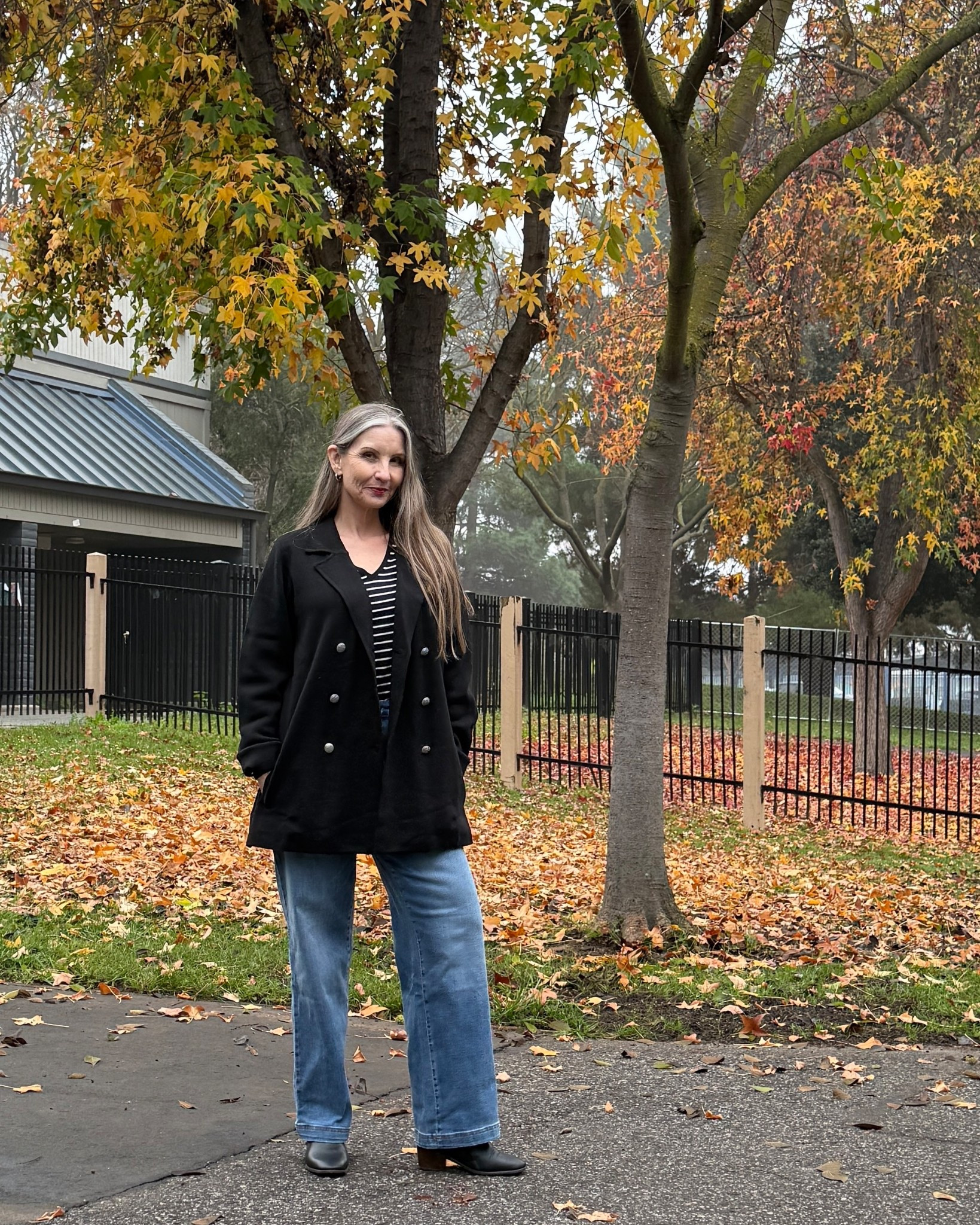 Classic, versatile, high-quality basics to mix & match & live in! Knit blazer, striped v-neck sweater & wide-leg jeans.  Size down on sweater. Jeans true to size & available in curvy cut! #teacherstyle #styleover50 #size10

#LTKMidsize #LTKOver40 #LTKWorkwear